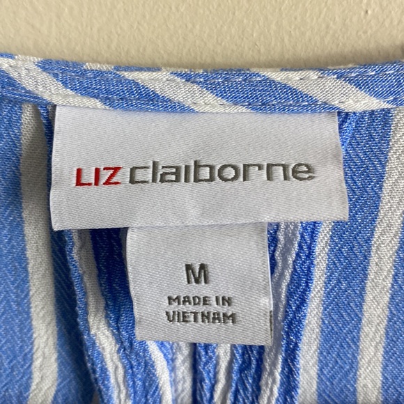 Liz Claiborne Blue and White Striped Blouse - Picture 3 of 8